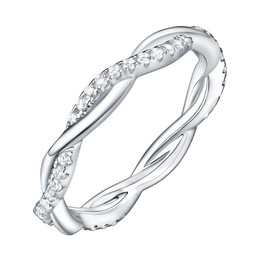 925 Sterling Silver Twist Rope Wave Zircon Ring
