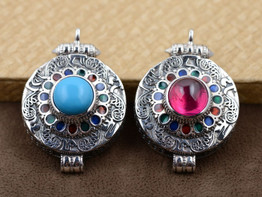 Sterling Silver S925 Antique Mantra Pendant with Chain, Openable