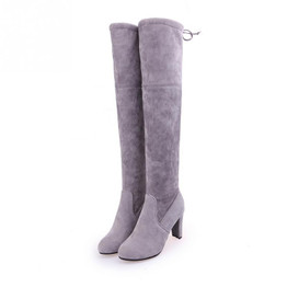 Faux Suede Thigh-High Heel Boots