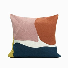 Simple Abstract Geometric Cotton Thread Embroidery Cushion cover
