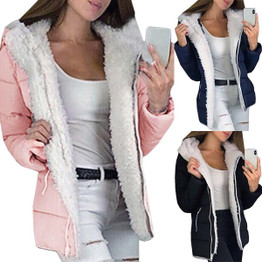 Winter Coat Parkas Women Wool Lined Coat Winter Solid Thick Warm Jacket Women Clothing Casual Korean Style Parkas Female Top