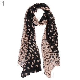 Fashion Women Bicolor Long Spots Scarf Wraps Shawl Stole Soft Voile Scarves