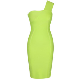 Neon One-Shoulder Bandage Dress