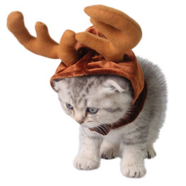 Funny Cat Costumes Reindeer Hat Pet Apparel Halloween Clothes