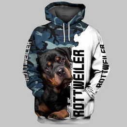 Rottweiler Dog Camo 3D Hoodie For Men & Women