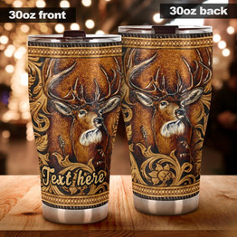 Personalized Customized Love Deer Buck Hunting Woden Fake 3D Printed Tumbler