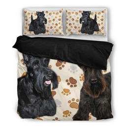 Dog Scottish Terrier Paw Print Bedding Set