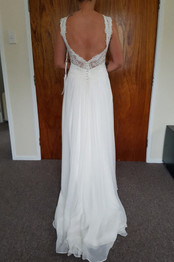 A Line Sweep Train Sweetheart Backless Appliques Cheap Wedding Gown,Beach Wedding Dress W148