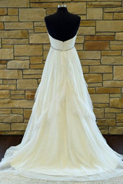 Sweetheart Strapless Court Train Cheap Wedding Gown,A Line Backless Ruffles Wedding Dress W140