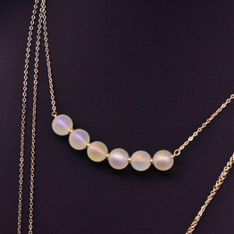 Multi Layered Agate and Pearl Long Necklace
