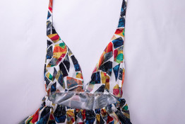 Print Hanging Neck Big Swing Backless Long Dress