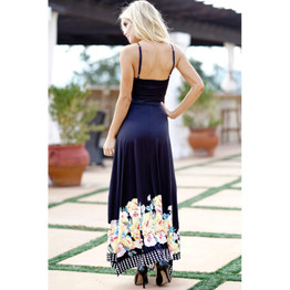 Flower Spaghetti Strap Backless Maxi Dress