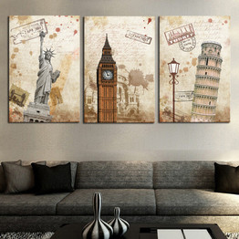 3 Pcs(No Frame) Wall Art Modern The City Landscape HD Picture Home Decoration Living Room Canvas Print Painting Canvas Picture