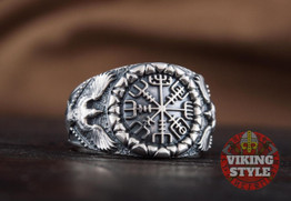 Vegvísir Ring - Corvus, 925 Silver