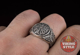 Vegvísir Ring - Ravens, 925 Silver