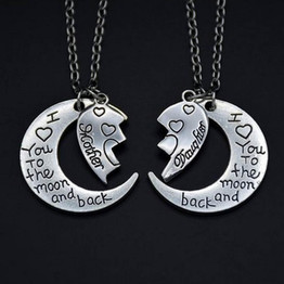 Mother and Daughter Half Heart and Moon Pair Necklace