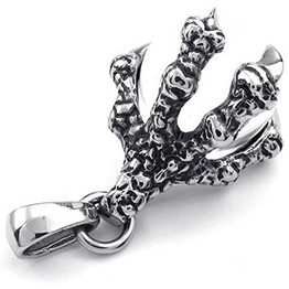 Men Biker Gothic Dragon Claw Stainless Steel Pendant Necklace with Gift Bag