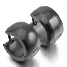 Men's Stainless Steel Stud Hoop huggie Earrings Black