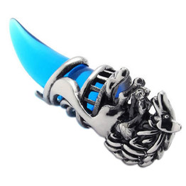 Wolf Tribal Men Stainless Steel Necklace Pendant Silver Blue 24 inch Chain