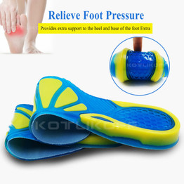 Shock Absorption Plantar Fasciitis Orthopedic Massaging Silicon Gel Insoles for Foot Care