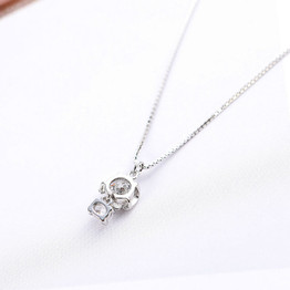 Cute Small Dog 925 Sterling Silver Cubic Zirconia Necklaces & Pendant