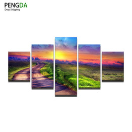 Printed Modular Picture Large Canvas Painting For Bedroom 5 Pieces Sunrise Landscape Living Room Home Wall Art Decoration