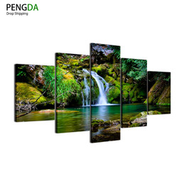 Home Decoration Print Canvas Wall Art Canvas Painting 5 Panel PENGDA Waterfall Wall Modular Picture For Living Room Decor