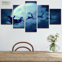 PENGDA Frames HD Print Canvas Painting On Oil Paintings Wall 5 Panels Cartoon Landscape For Living Room Cuadros Pictures