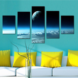 Unframed 5 Panel  Blue Starry Sky Modern Wall Art Picture Printed Painting On Canvas For Home Decoration Wall Painting