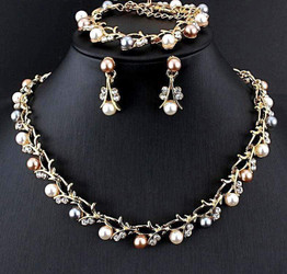 Imitation Pearl Wedding Dress Necklace, Bracelet & Earring Set