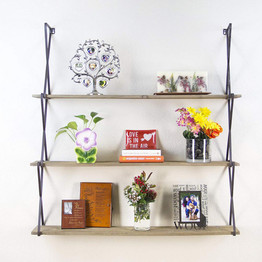 3-Tier Wall Mount Hanging Rustic Floating Shelves Industrial Bookshelves 39 inch Width