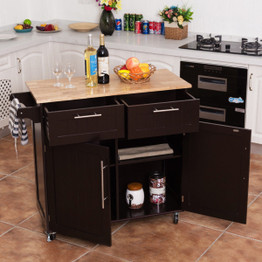 Rolling Kitchen Cart Island Heavy Duty Storage Trolley Cabinet