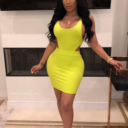 Sexy Summer Backless Bodycon Mini Cutout Sleevless-Peri Dresses