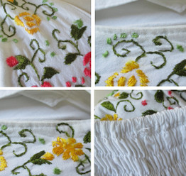 Vintage 70's White Embroidered Gypsy Halter Dress L
