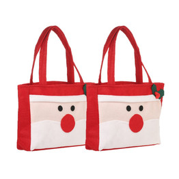 2pcs/set Santa Claus Style Christmas Candy Bags with Handles Non-woven Gift Wrap Bag X'mas Decoration Ornaments