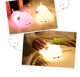 USB Rechargeable Night Light Cat Stress Relief Silicone Night Lights Touch Sensor Bedroom Bedside Lamp With Remote For Kids Baby Gift
