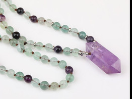 Natural Rainbow Fluorite Stone Yoga Necklace
