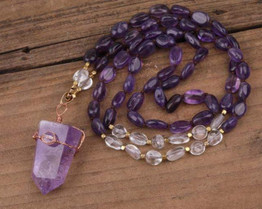 Natural Quartz Crystal Stone Beads Necklace