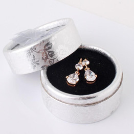 Dangle Drop White Crystals Teardrop Earrings