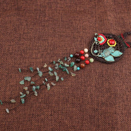 Handmade Crystal Braided Flowers Vintage Stones Necklace