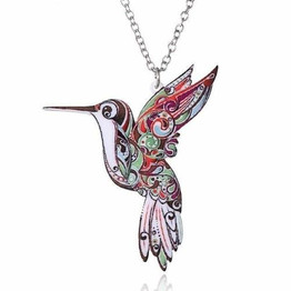 Colorful Hummingbird Acrylic Necklace
