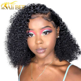 Kinky Curly Bob Lace Front Human Hair Wigs Brazilian Kinky Curly Human Hair Wig For Women150 180 Density perruque cheveux humain
