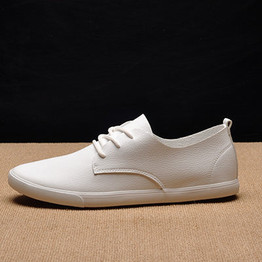 New Summer Men Shoes Low Men Casual Shoes Lace Up Men's Flat Shoes Zapatos Hombre 2019 Fashion Black Pu Leather Shoes for Men