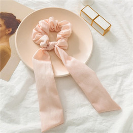 Bohe Solid Stripe Ribbon Hair Scrunchies Women Elastic Hair Bands Scarf Hair Ties Rope Ponytail Holder Girls Hair Accessories