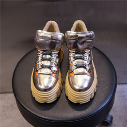 Genuine Leather Women's Chunky Sneakers Fashion Brand Style Winter Women Platform Shoes Trainers Lady Footwear