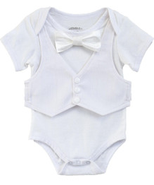 White Suit Baby Vest - Baby Tuxedo Vest - Baby Boy Wedding Vest - Baby Boy Baptism Vest - Baby Vest Bodysuit