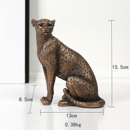 VILEAD Vintage Panther Statue European Animal Figurine Leopard Sculpture Home Office Decoration Living Room Decor Accessories
