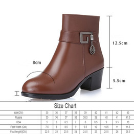Genuine Leather women boots  2020 winter thick wool lined genuine Leather women snow boots large size women winter shoes