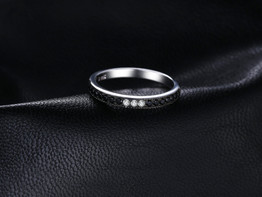 JewelryPalace Genuine Black Spinel Ring 925 Sterling Silver Rings for Women Wedding Rings Eternity Band Silver 925 Fine Jewelry