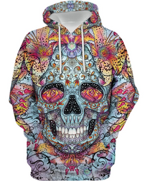 Amazing Skull With Flower 3D Print Hoodie